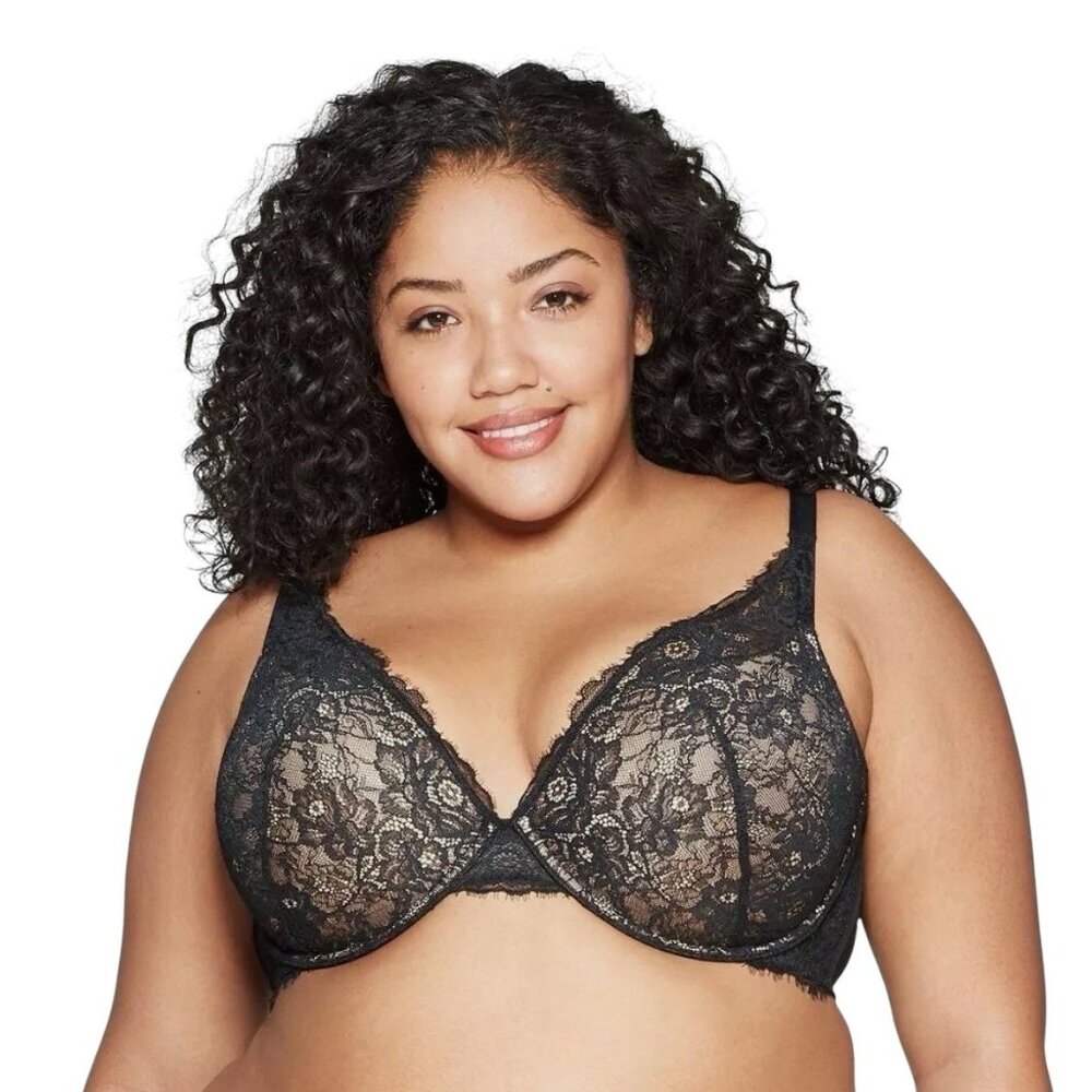 Auden New 40G The Sublime Black Lace Plunge Coverage Push Up Bra - Picture 6 of 6